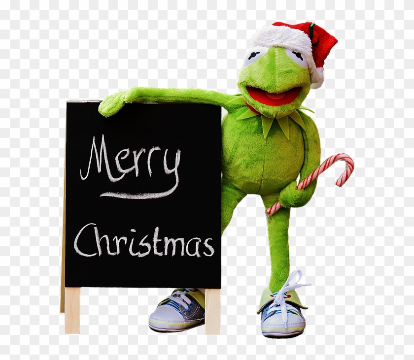 Kermit, Frog, Isolated, Christmas, Santa Hat, Cute - Christmas Kermit #616546