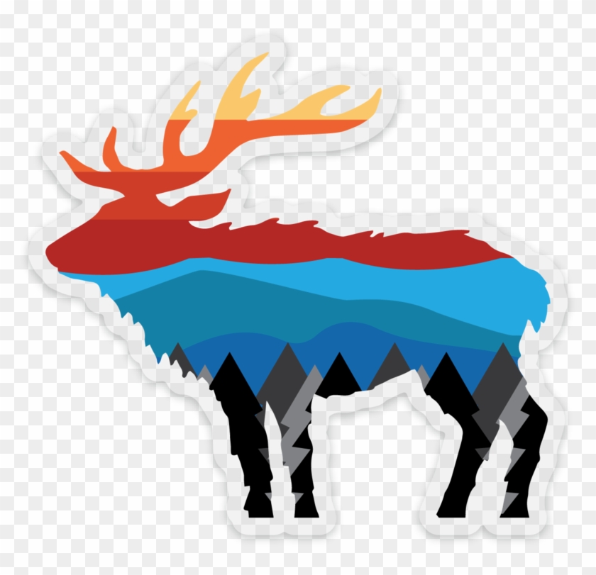 71 Multi Color Mtn Range Elk Sticker - 71 Multi Color Mtn Range Elk Sticker #616810