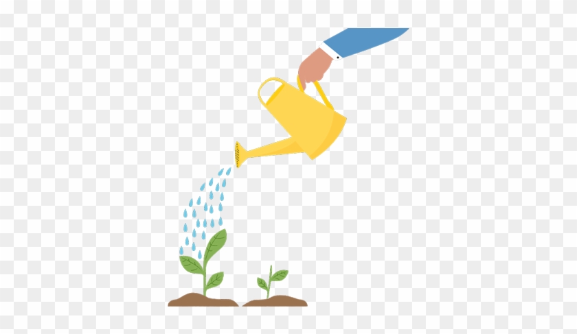 Hand Holding Watering Can, Pouring Water On Small Plants - Watering Can Plant Png #617017