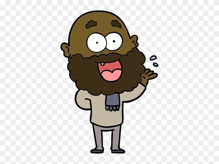 Cartoon Crazy Happy Man With Beard Amazed - Illustration #617109