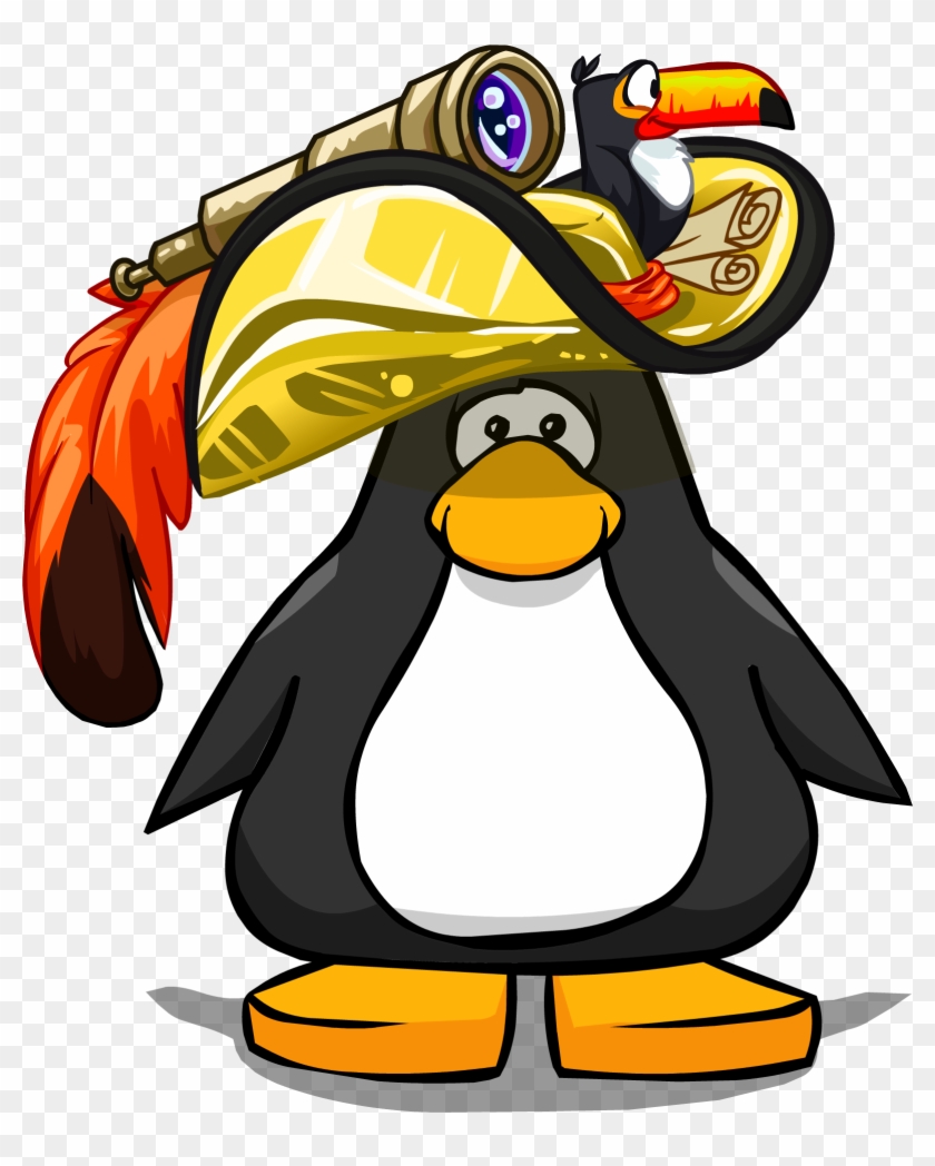Golden Pirate Hat On A Player Card - Club Penguin Pirate Clothes #617465