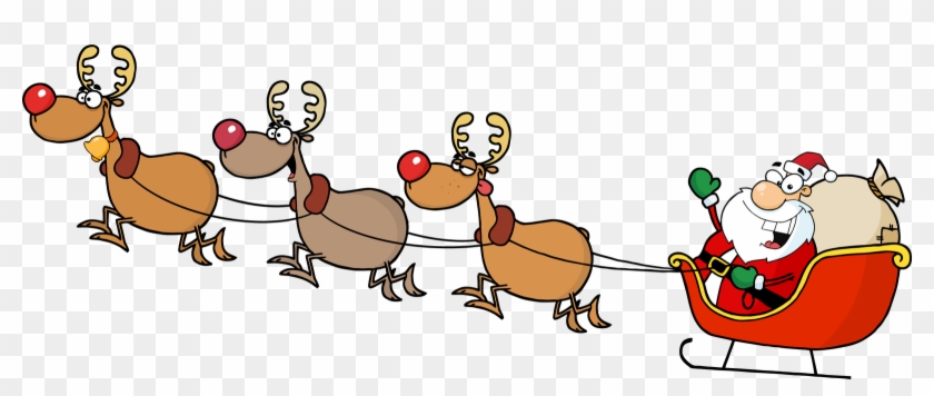 Sleigh Png Free Download - Santa Pulling A Sleigh #617572