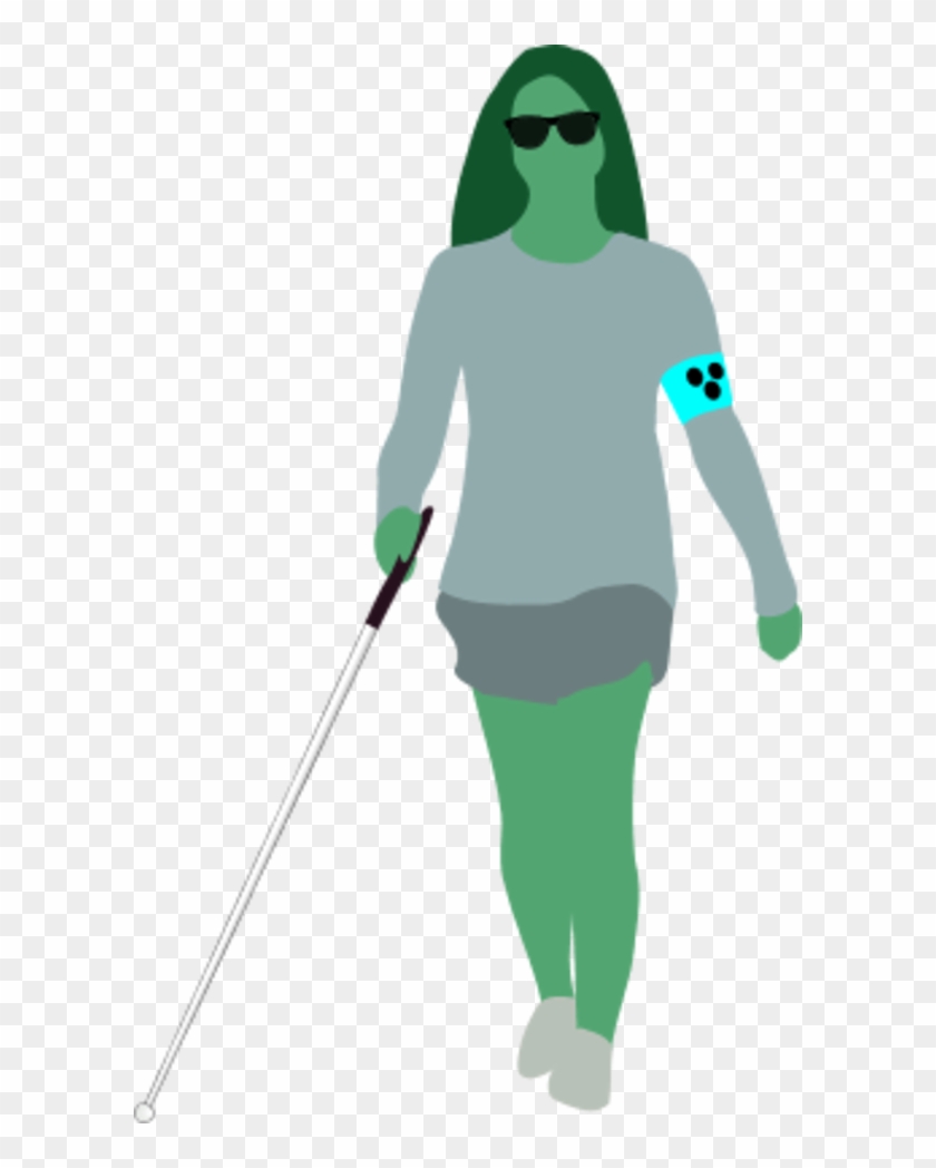 Blind Woman With A Walking Stick - Blind Person Svg #618479