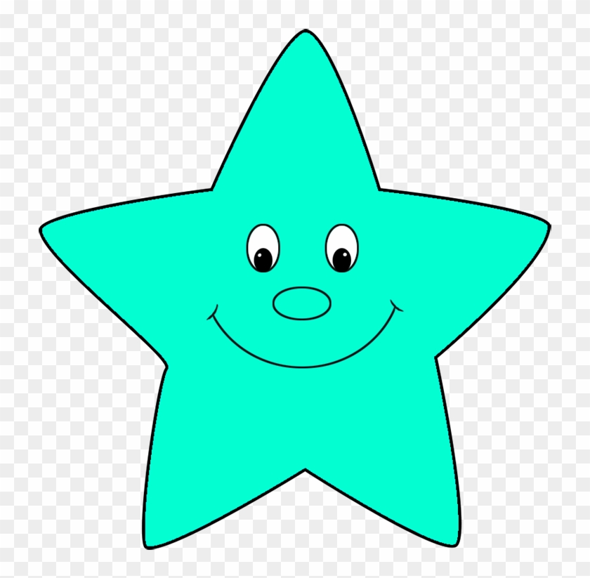 Turquoise Cartoon Star - Blue Star With Face #618507