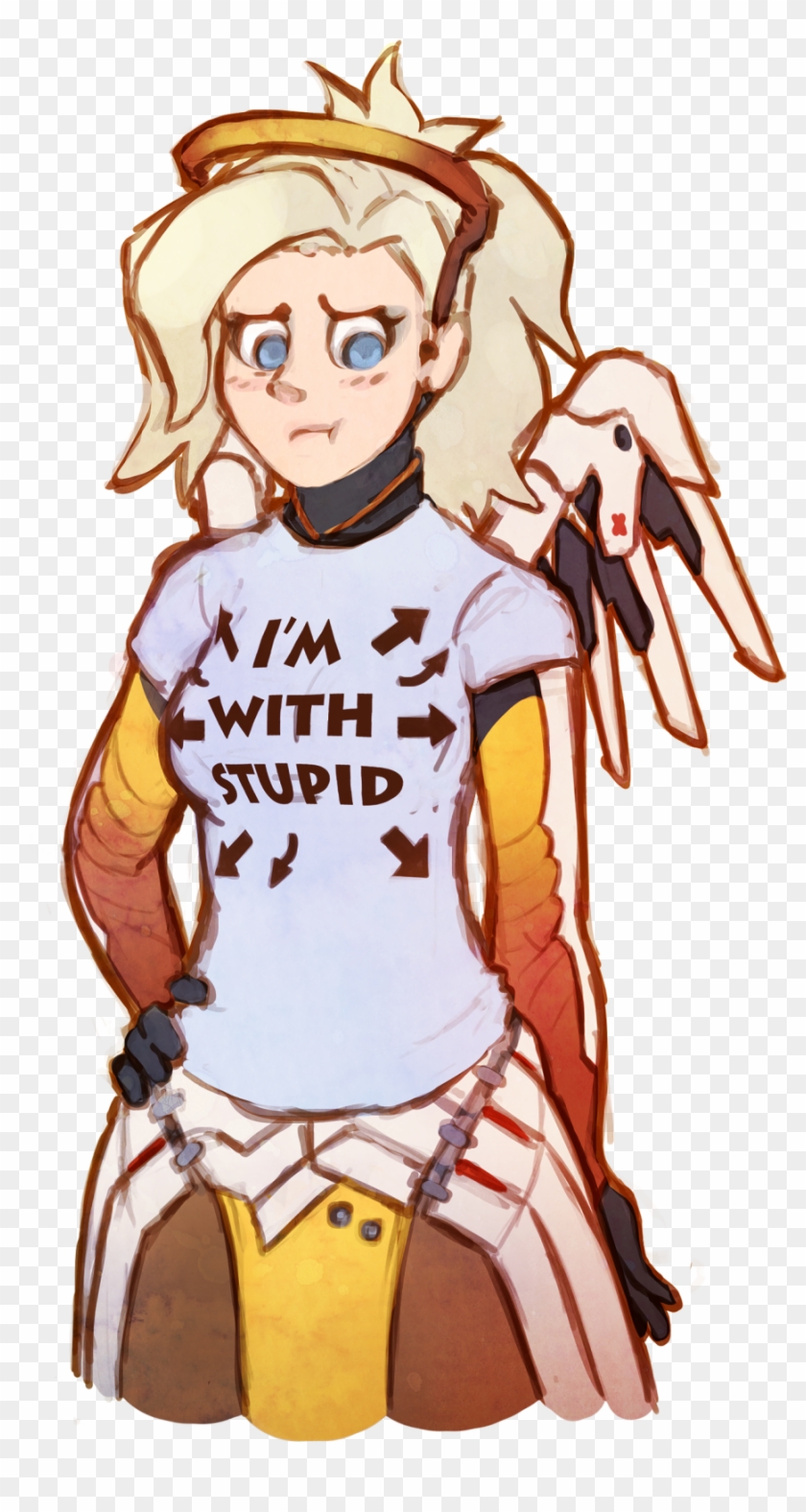 With Stupid Clothing Cartoon Fictional Character Illustration - Mercy Mains #619652