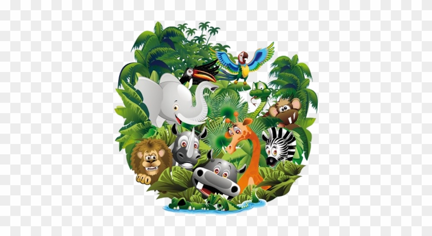 Animal Group Clipart Png - Wild Animals Cartoon On Jungle Shower Curtain #620530