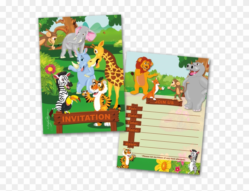 20 Kids Party Invitation Cards Jungle Animals Themed - Children's Party #620653