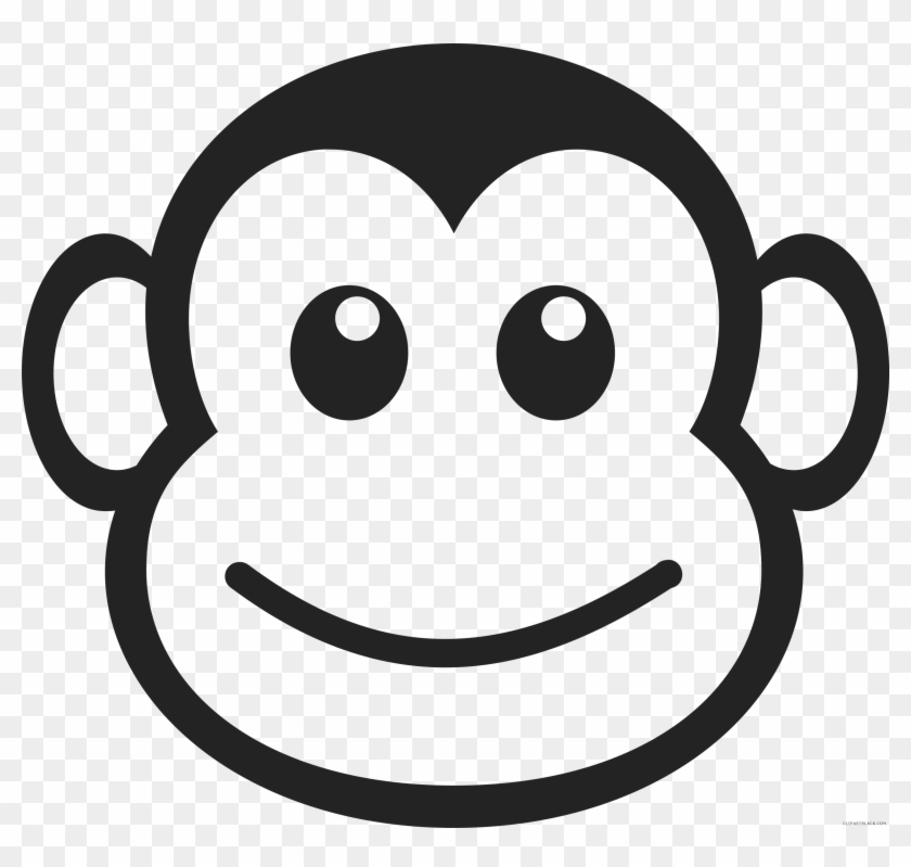 Monkey Face Animal Free Black White Clipart Images - Simple Cartoon Monkey Face #622447