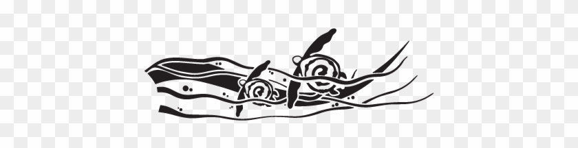 Two Turtles Skim Waves Wall Art Decal - Vinyl Decal Mural Sticker Turtle Sea Ocean Zoo Tortoise #624397