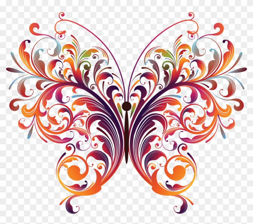 Download - Vector Graphic Flower And Butterfly #624540