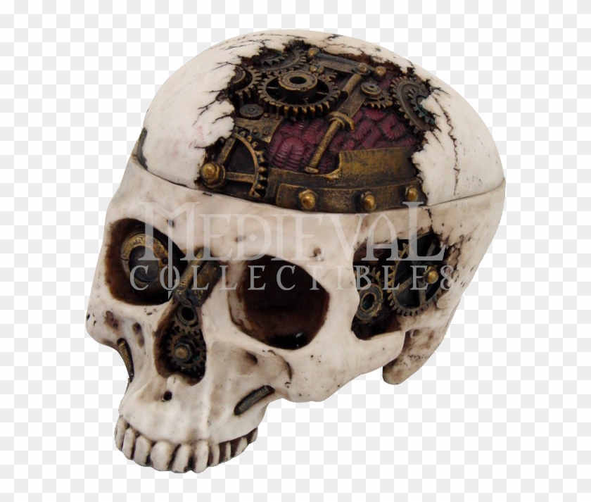 Mechanized Steampunk Skull Box - Steampunk Gearwork Mechanical Design Skull Box Resin #624786