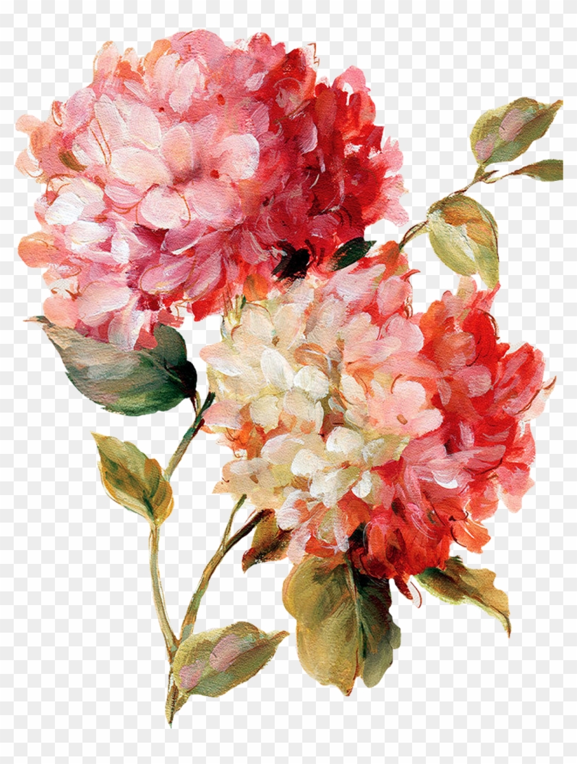 Decoupage Flower, Flower Painting, Flower Painting - Harmonious Hydrangeas Linen Poster Print By Lisa Audit #625456