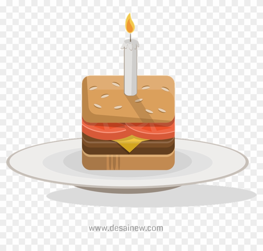 Birthday, Burger, Cake, Icon, Rounded, Simple - Geburtstagsburger #626552