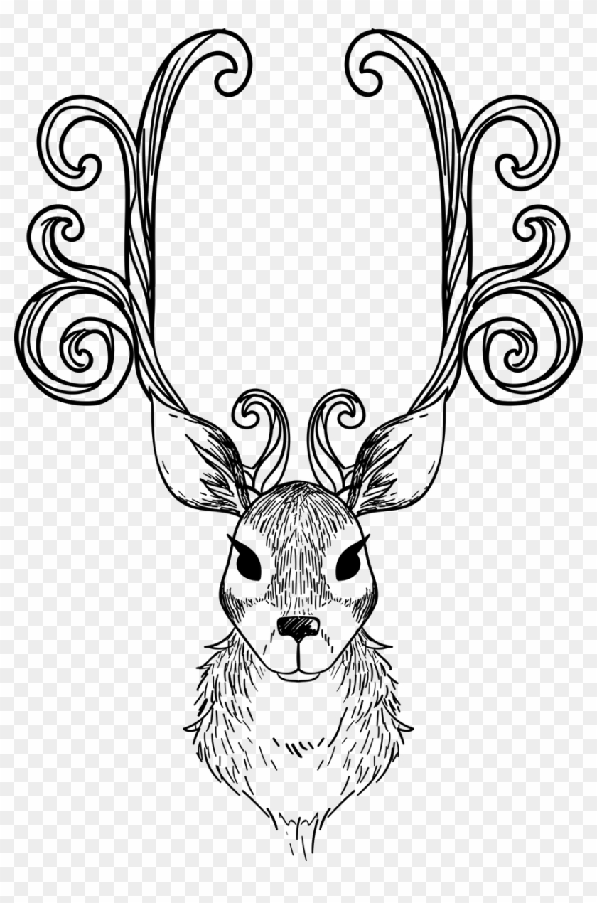 Animal, Antlers, Face, Head, Reindeer, Silhouette - Dibujos De Renos Navideños #626905