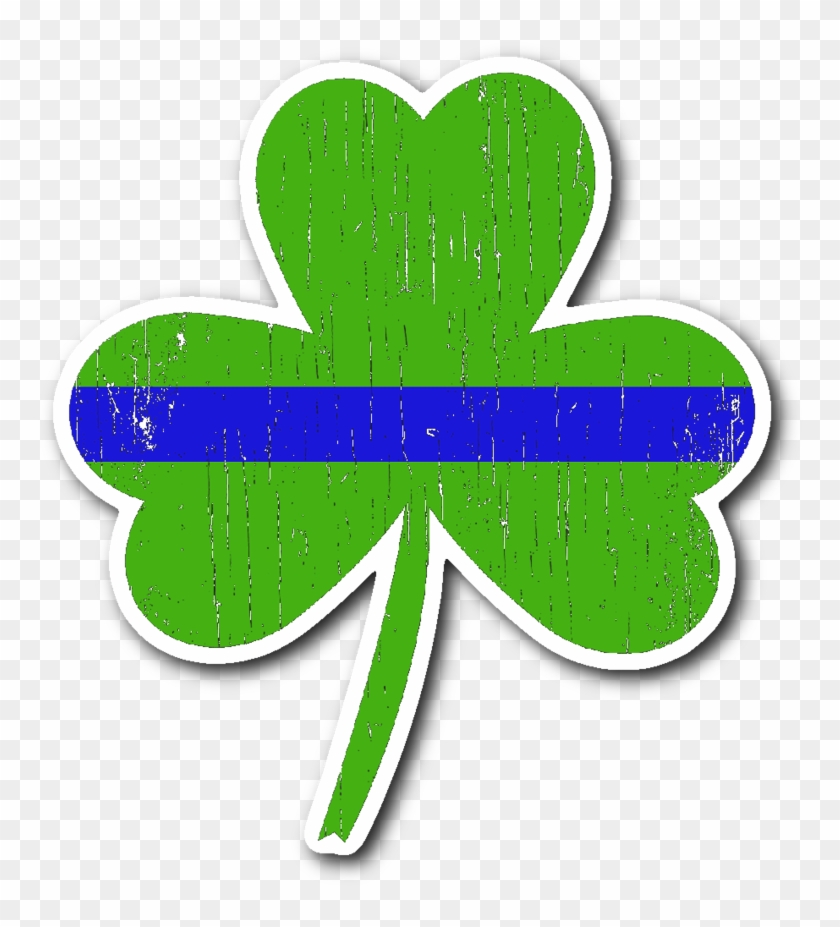 Thin Blue Line Shamrock Mug Sticker Decal - Thin Blue Line Shamrock #627736