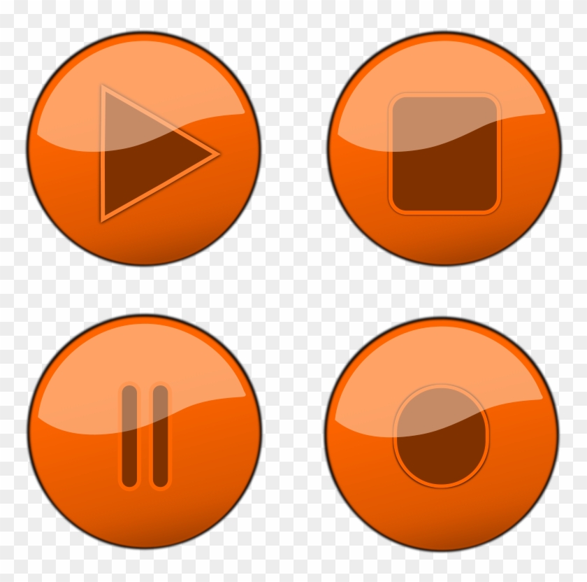 Free Orange Glossy Buttons - Tombol Play Pause Stop #627835