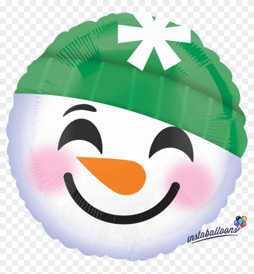 Snowman 18" Round Emoji Emoticon Balloon - Snowman Smiley Face Balloon - 18" Foil - Christmas #628992