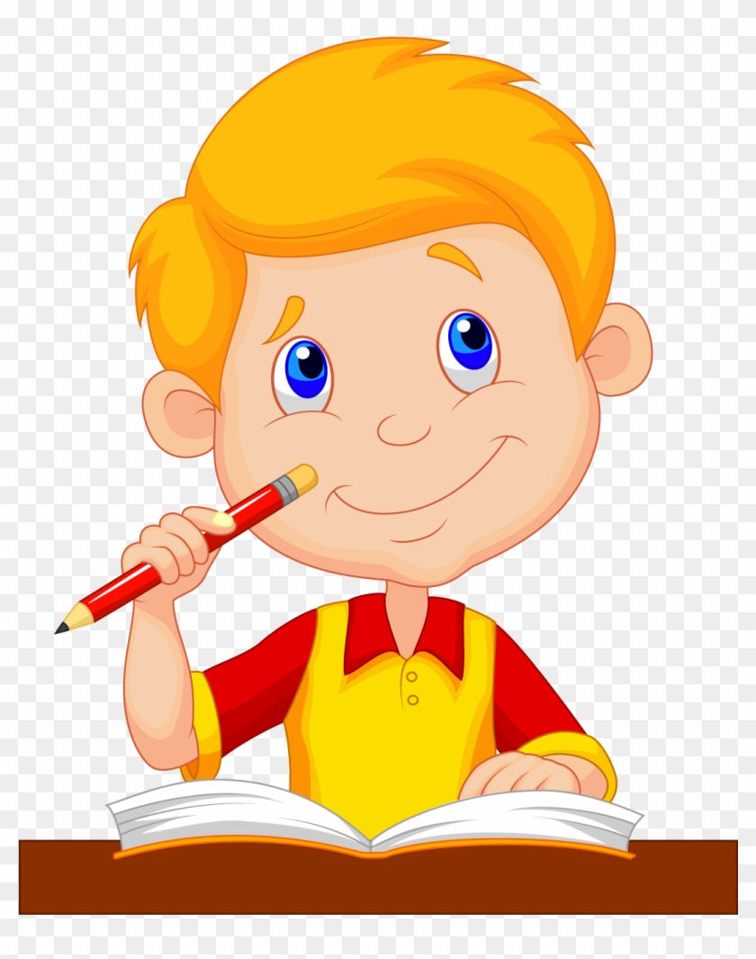 Cartoon Drawing Child - Cartoon Picture Of A Boy Studying #629107