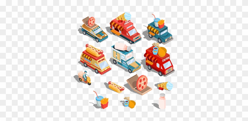 Isometric Illustrations Of Cars Fast Delivery Of Food - Ice Cream Isometric #629311
