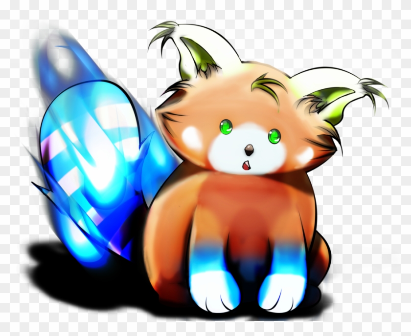 Blue Flamed Red Panda By Tryflozn - Illustration #630274