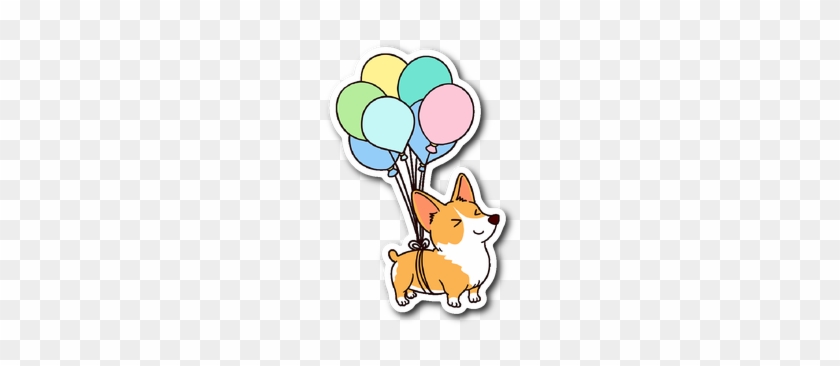 Corgi Balloon Dog Vinyl Sticker Dog Animal Lovers The - Corgi Stickers #630509