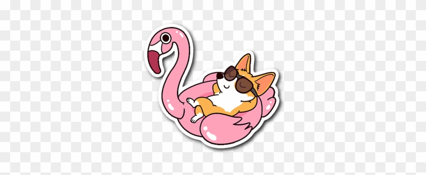 Corgi Flamingo Pool Float, Dog Vinyl Sticker Dog Animal - Cartoon #630550