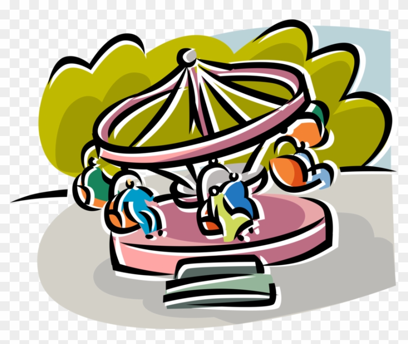 Vector Illustration Of Carnival Or Amusement Park Fairground - Amusement Park #630779