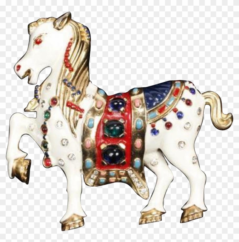 Trifari 'david Mir' Enamel, Bejeweled 'carousel - Working Animal #630845