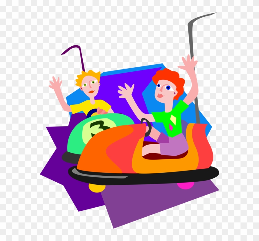 Vector Illustration Of Children Ride Bumper Cars At - Bumper Cars Clip Art #630868