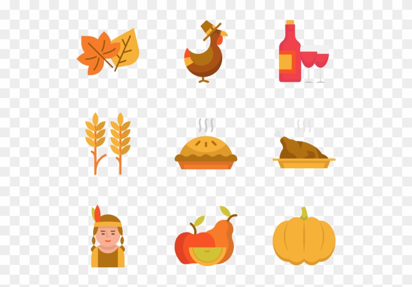 Happy Thanksgiving Day Logotype, Badge And Icon Stock - Flat Icon Thanksgiving #630985