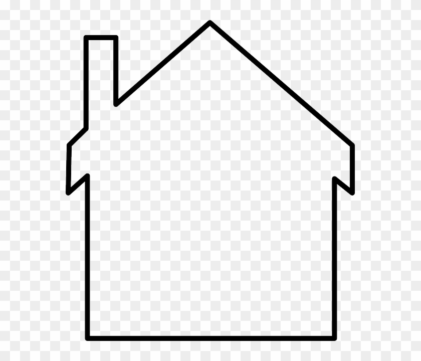 Home, Outline, White, Shapes, Lines, Chimney - House Outline Png #631361