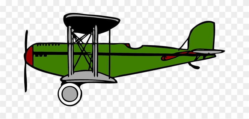 Green Airplane Clouds Transportation Plane - Biplane Clip Art #631770