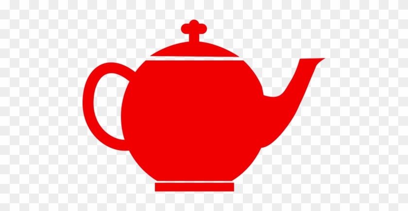Red Silhouette Vector Clip Art Of Tea Pot Public Domain - Bule De Cha Azul Desenho #632032