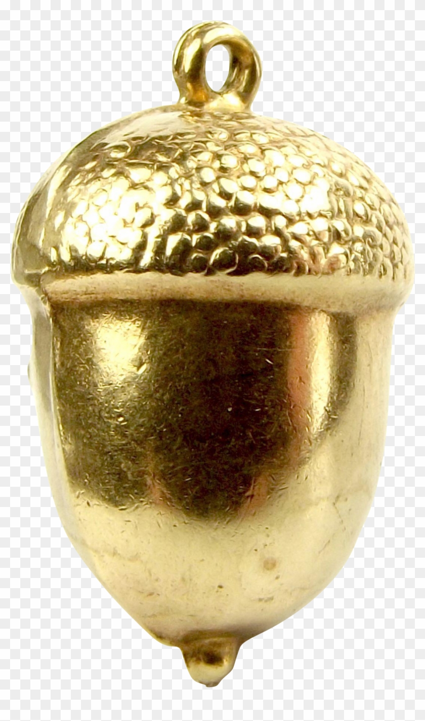 Vintage 9ct Gold Puffy Acorn Charm Fob Pendant - Locket #632865