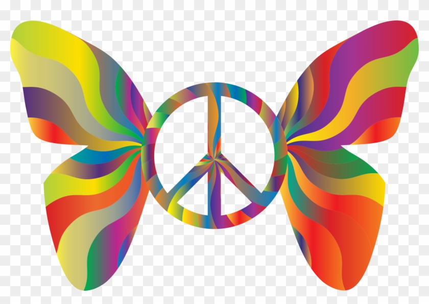Groovy Peace Sign Butterfly 7 - Peace Sign Png #633536