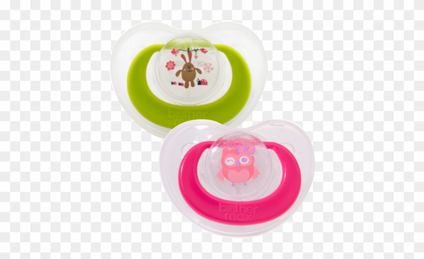 Crystal Clear Pacifiers - Brother Max, Przezroczyste Smoczki, Różowo-zielone, #634027