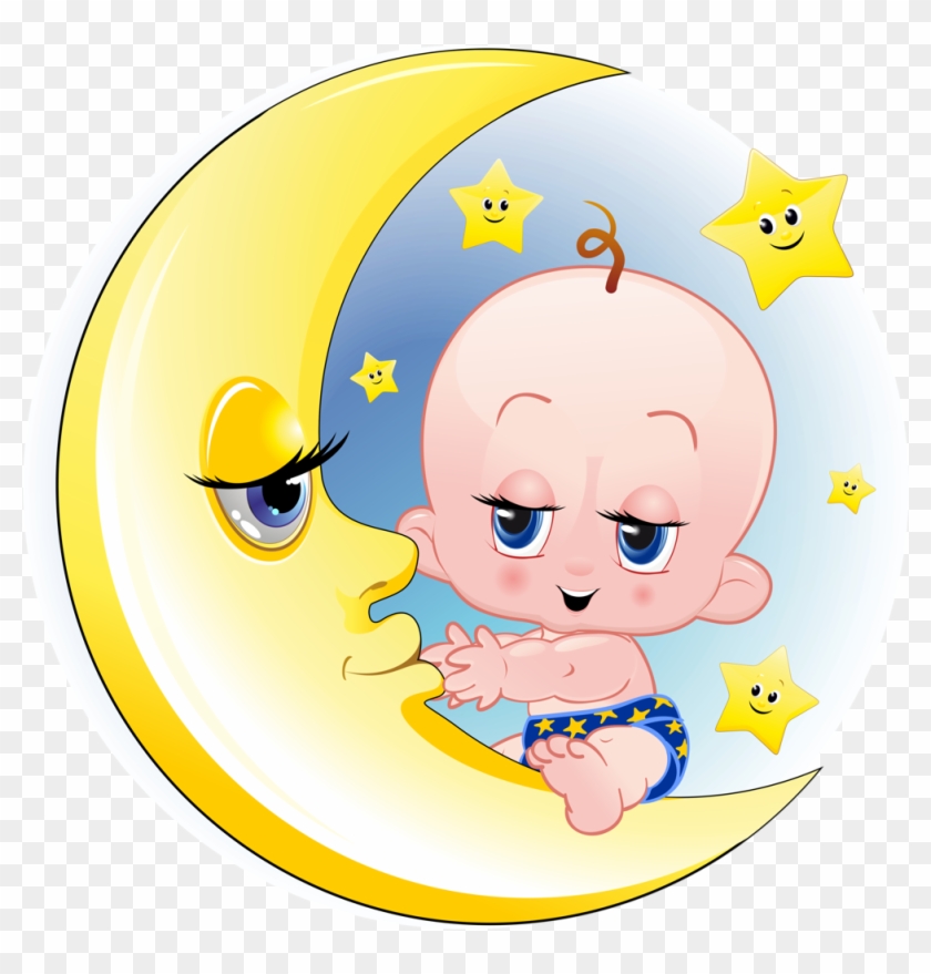 Baby Girl And Boy On Moon Cartoon Clip Art Images Funny - Cartoon Baby On Moon #112316