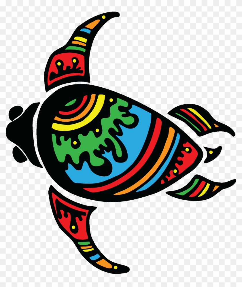 Free Clipart Of A Colorful Swimming Sea Turtle - Turtle Colorful #112400