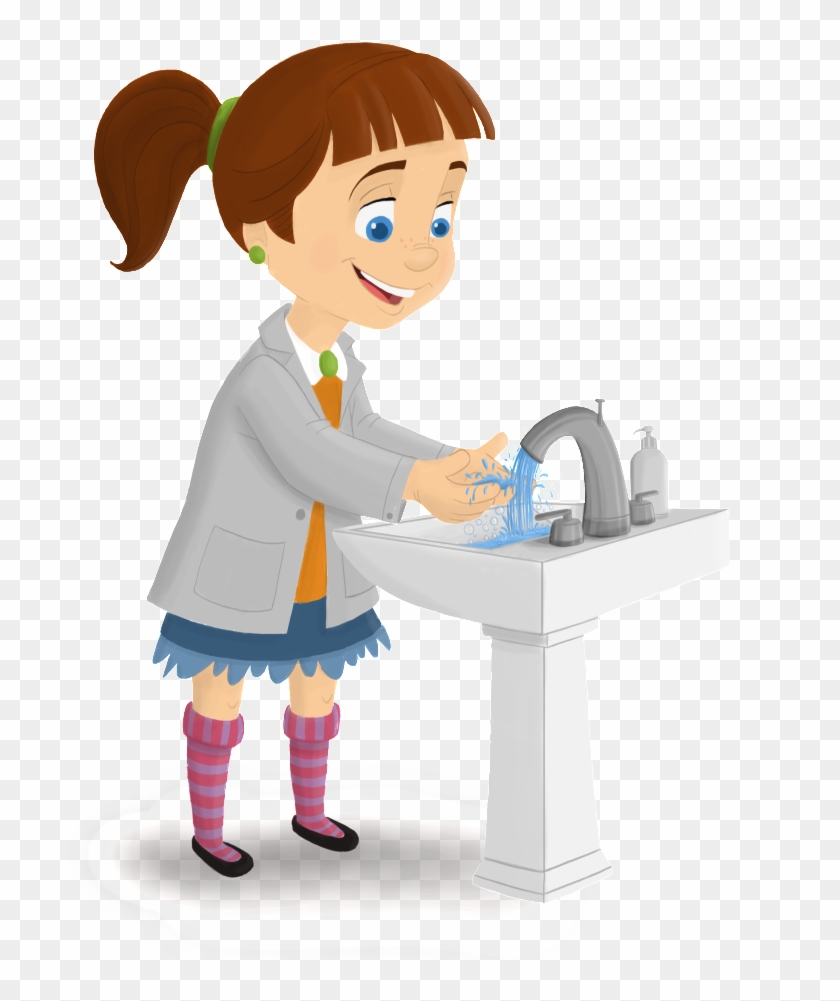 How To Wash Your Hands The Right Way - Girl Washing Hands Clipart #114703