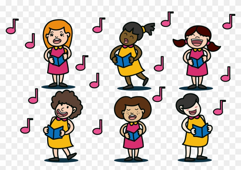 Choir Singing Clip Art - Desenho Coral De Mulheres Cantando #115483