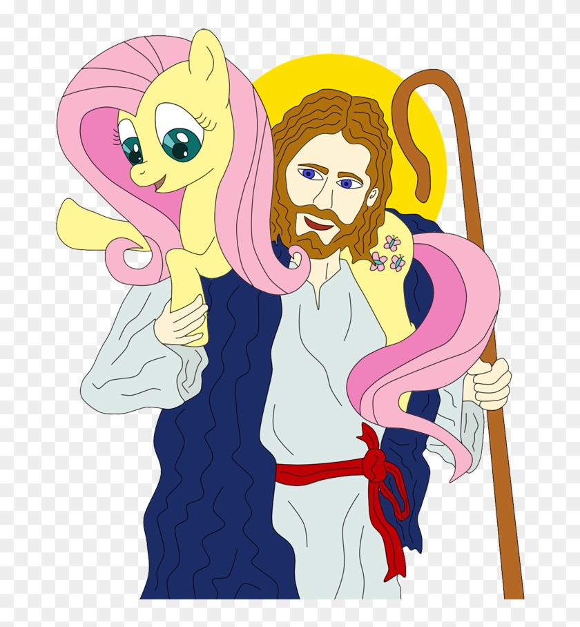 Lycanianspike, Christianity, Fluttershy, Human, Jesus - Cartoon #115571