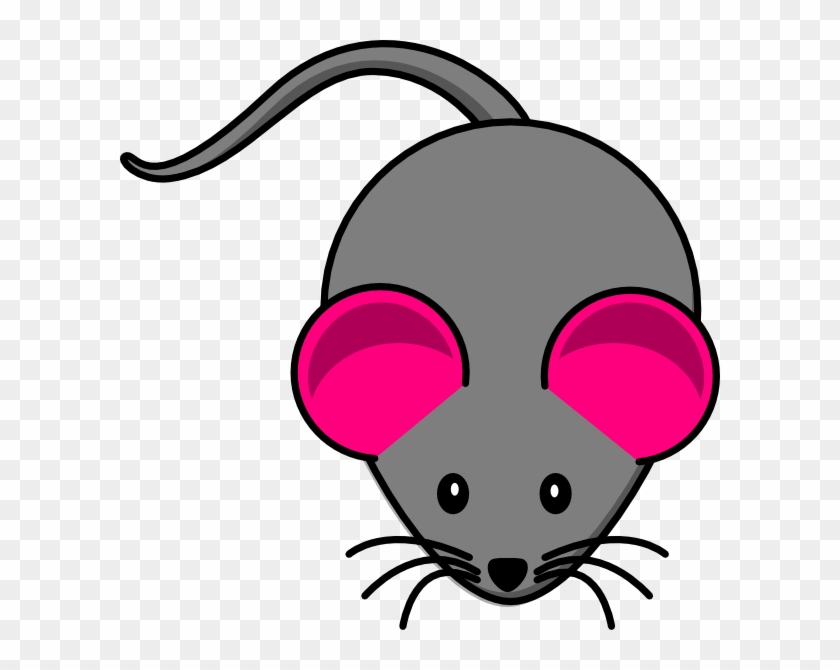 Pink Ear Gray Mouse Clip Art - Cartoon Mouse #115892