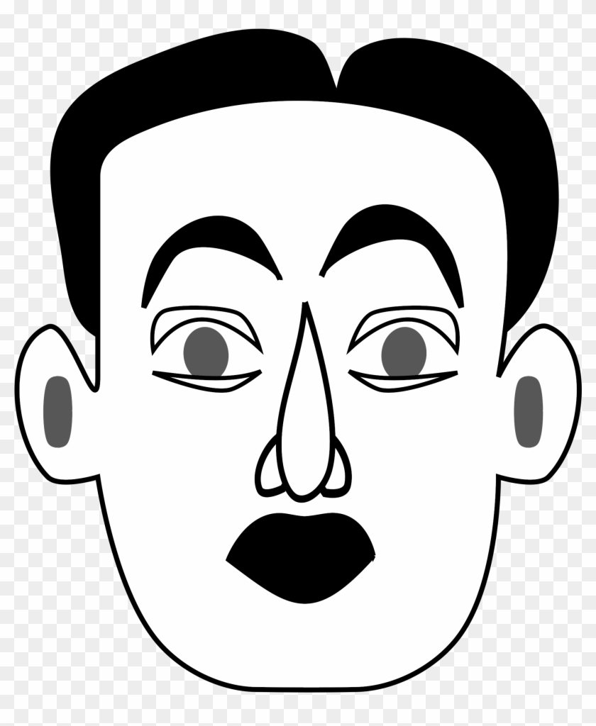 Surprised - Black And White Sad Man Clipart #115921