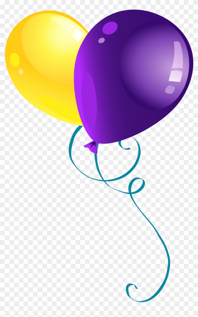 Yellow And Purple Balloons Png Clipart Picture - Purple & Gold Balloons #117077