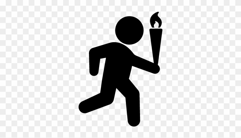 Man With Olympic Torch Vector - Man With Olympic Torch Clipart #118090