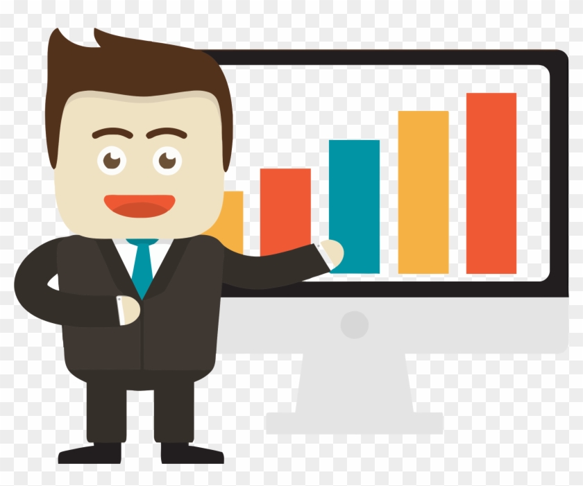 Businessman Pointing To Graph On Monitor Clipart Images - Businessman Clipart #118940