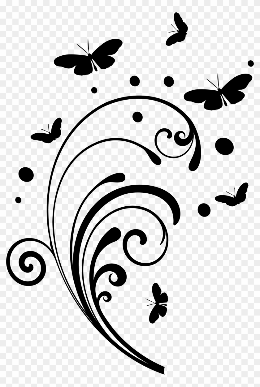 Butterfly And Swirl Clipart - Black Swirls Png #119382