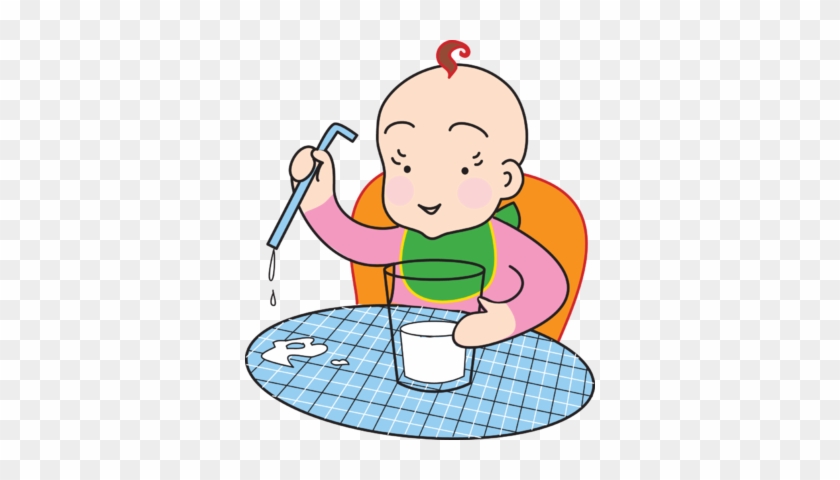 Clipart Of Baby Drinking Milk Image With Glass Clip - Drinking Milk Clipart Free #119659