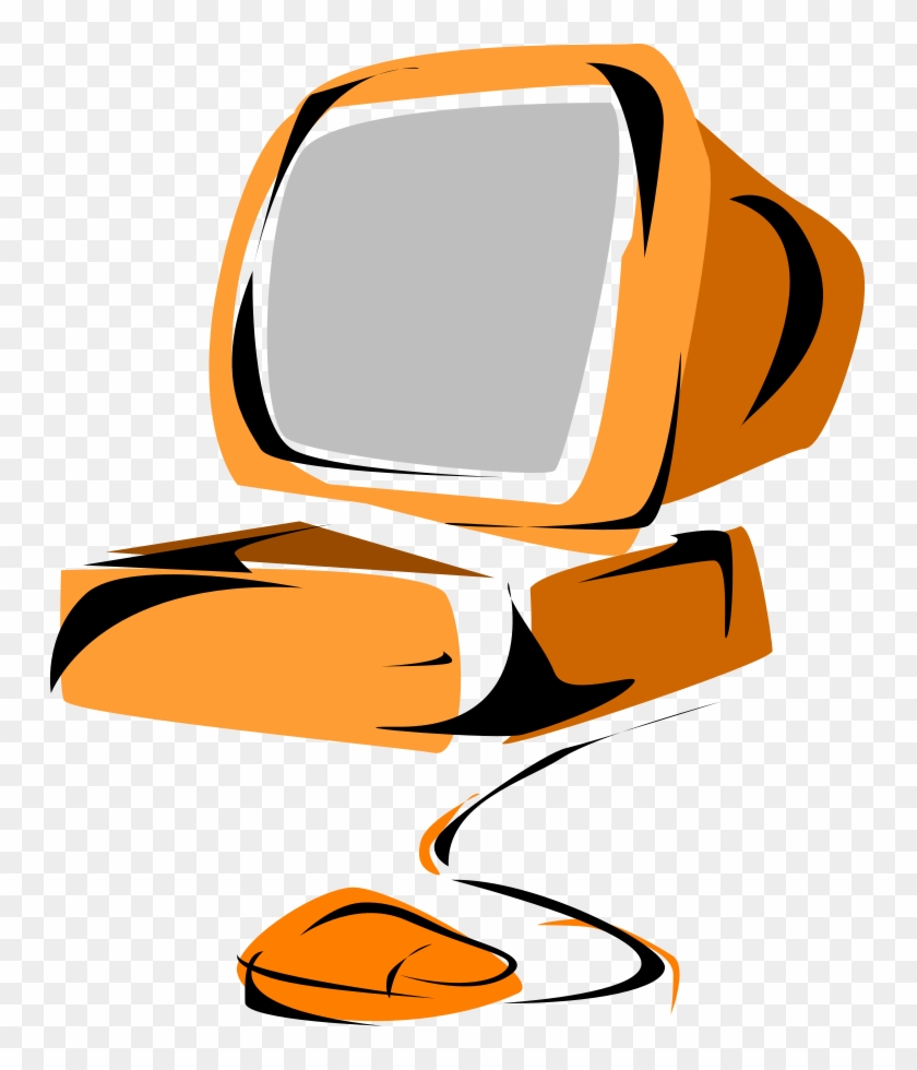 Computer 05 Clipart, Vector Clip Art Online, Royalty - Computer Clip Art Orange #120476