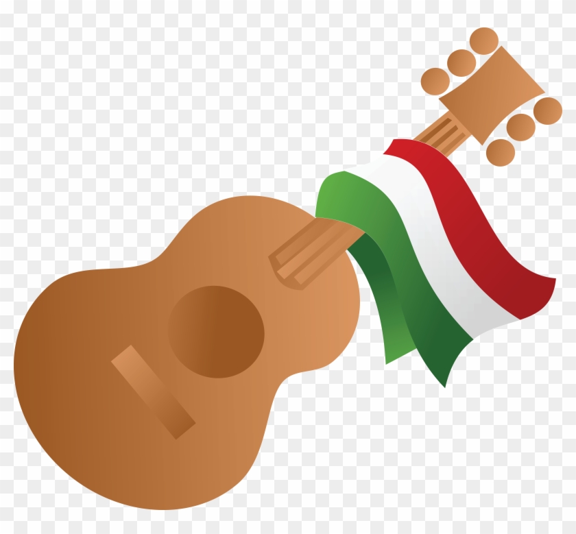 Free Clipart Of A Mexican Flag Draped On A Guitar - Cinco De Mayo Guitar #120503